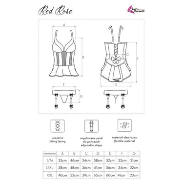 Set Red Rose sexy con corsetto ricamato e reggicalze eleganti